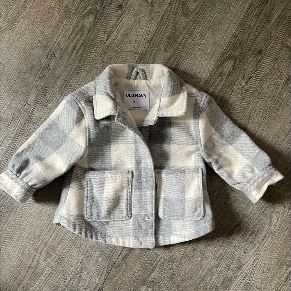 Old navy plaid flannel coat jacket 12-18 Months